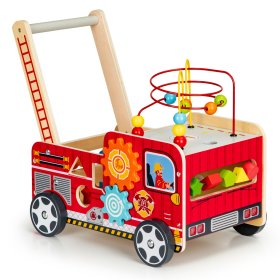 Drevené chodítko - hasičské auto, EcoToys