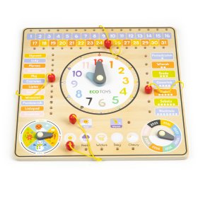 Drevená vzdelávacia doska - kalendár, EcoToys