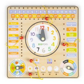 Drevená vzdelávacia doska - kalendár, EcoToys