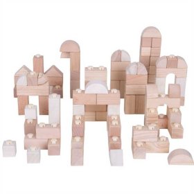 Bigjigs Baby Drevené Spojkocky - Natur set 100 kusov, Bigjigs Toys