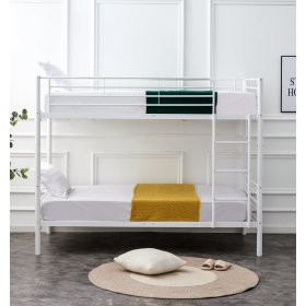 Kovová dvojposchodová posteľ BUNKY 200x90 cm - biela