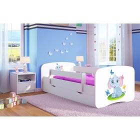 OURBABY detská posteľ so zábranou - sloník - biela, Ourbaby