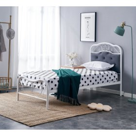 Kovová posteľ FABRIZIA 90 x 200 cm - Biela