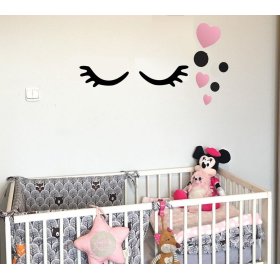 Dekorácia na stenu: Spiace očká so srdiečkami - ružové, AdamToys