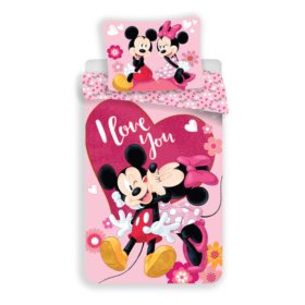 Detské obliečky 100 x 135 cm + 40 x 60 cm Mickey a Minnie kiss, Sweet Home, Mickey Mouse