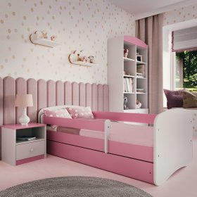 OURBABY detská posteľ so zábranou - ružová a biela, All Meble