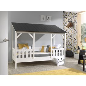 Detská posteľ v tvare domčeka Charlotte - čierna, VIPACK FURNITURE
