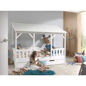 Detská posteľ v tvare domčeka Charlotte - biela, VIPACK FURNITURE