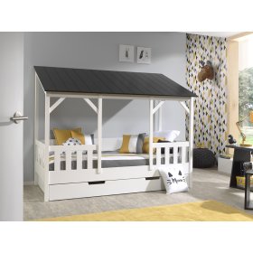 Detská posteľ v tvare domčeka Charlotte - čierna, VIPACK FURNITURE