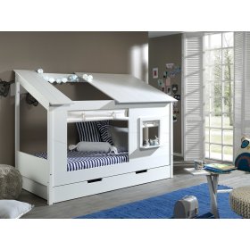 Detská posteľ v tvare domčeka Stela - biela, VIPACK FURNITURE
