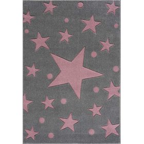 Detský koberec Hviezdy - šedo-ružový