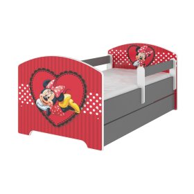 Detská posteľ sa zábranou - Minnie Mouse - šedé boky, BabyBoo, Minnie Mouse