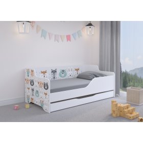 Detská posteľ s chrbtom LILU 160 x 80 cm - Zvieratká, Wooden Toys