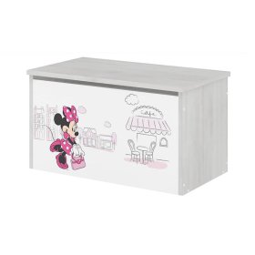 Drevená truhla na hračky Disney - Minnie Mouse v Paríži - dekor nórska borovica, BabyBoo, Minnie Mouse