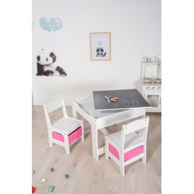 Ourbaby detský stôl so stoličkami s ružovými boxami, SENDA