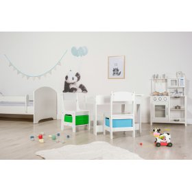 Ourbaby detský stôl so stoličkami s modrým a zeleným boxom, SENDA