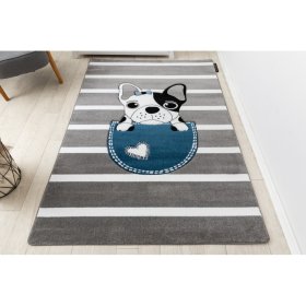 Detský koberec PETIT - Buldoček - šedo-biely