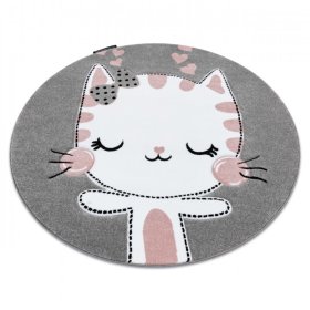 Okrúhly koberec PETIT - Mačička - sivý