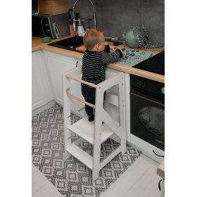 Montessori učiaca veža Pola Scandi - biela, LilaBaby