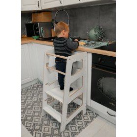 Montessori učiaca veža Sara Scandi - biela, LilaBaby