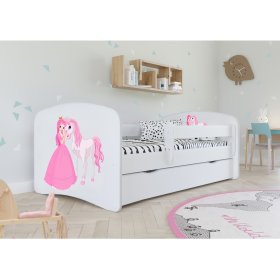 Detská posteľ so zábranou Ourbaby - Princezná s koníkom - biela