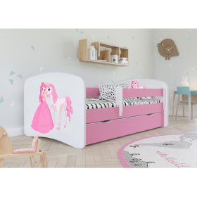 OURBABY detská posteľ so zábranou - princezná s koníkom - ružová, Ourbaby