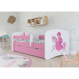 OURBABY detská posteľ so zábranou ružová - princezná na koni, Ourbaby