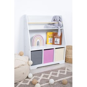 Montessori knižnica Dusty Pink - biela, FUJIAN GODEA