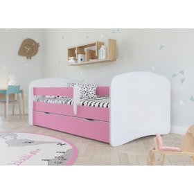OURBABY detská posteľ so zábranou - ružová a biela