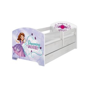 Detská posteľ so zábranou - Sofia prvá - dekor nórska borovica, BabyBoo, Sofia the first