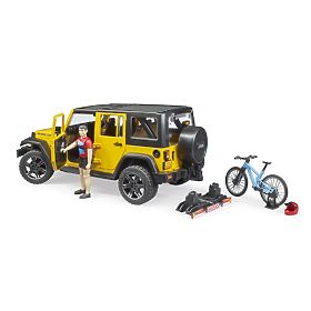 Bruder Jeep Wrangler Rubicon s cyklistom a bicyklom, Bruder