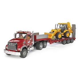 Bruder Nákladné auto MACK Granit náves a traktor JCB, Bruder