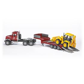 Bruder Nákladné auto MACK Granit náves a traktor JCB, Bruder