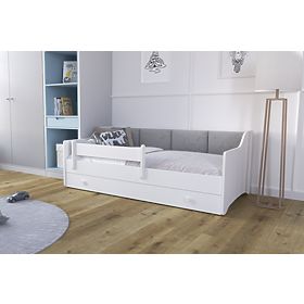 Detská posteľ ERYK so zásuvkou a zábranou 160x80 sivý panel