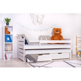 Detská posteľ s prístelkou a zábranou Praktik - White