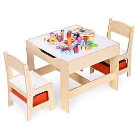 Detský nábytkový set stôl + 2 stoličky s tabuľou ECOTOYS, EcoToys
