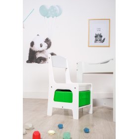Ourbaby detský stôl so stoličkami s modrým a zeleným boxom