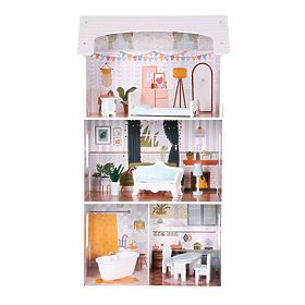 Domček pre bábiky Alice 3 poschodia 4 izby sada 9 nábytkov ECOTOYS, EcoToys