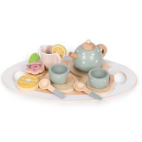 Drevená čajová súprava kanvička šálky 14 kusov ECOTOYS, EcoToys