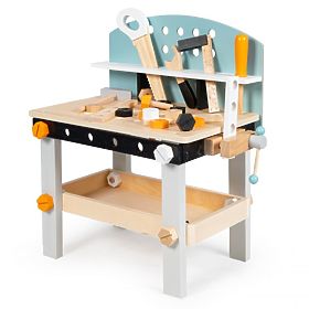 Drevená dielňa pre deti, pracovný stôl s nástrojmi, 38 prvkov ECOTOYS