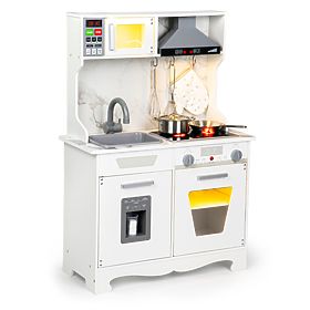 Drevená kuchynka pre deti so zvukmi a LED + príslušenstvo ECOTOYS, EcoToys