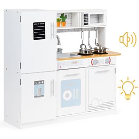 Drevená kuchynka pre deti LED svetlo + hrnce ECOTOYS, EcoToys