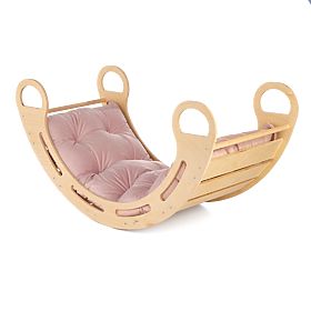 Drevená montessori hojdačka s ružovým vankúšom - 100 cm, Ourbaby®