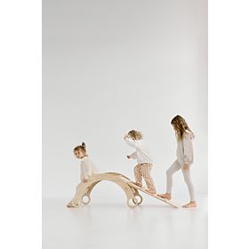 Drevená Montessori hojdačka so šmykľavkou/lezeckou stenou M - prírodná, baby wood