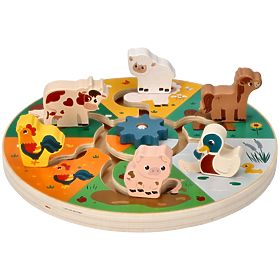 Drevená posúvacia hra - zvieratá z farmy, AdamToys