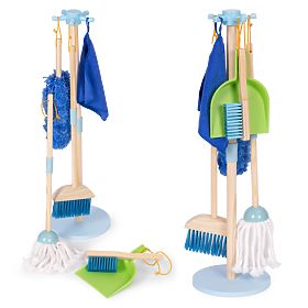 Drevená upratovacia sada pre deti mop metla s lopatkou 7 prvkov ECOTOYS, EcoToys