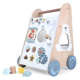 Drevené chodítko pre deti s pohyblivými prvkami ECOTOYS, MULTISTORE