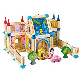 Drevené konštrukčné kocky stavba domčeka 6v1 ECOTOYS