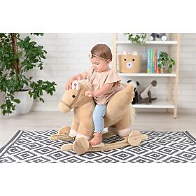 Hojdací Pegas Béžový s kresielkom a kolesami, AdamToys