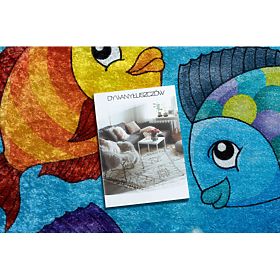 JUNIOR 51594.801 umývací koberec okrúhly ryby, oceán pre deti protišmykový - modrý, F.H.Kabis